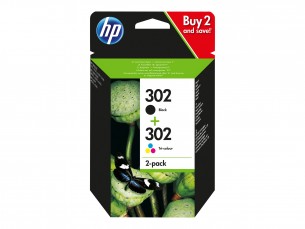  | HP 302 - 2er-Pack - Schwarz, Farbe (Cyan, Magenta, Gelb)