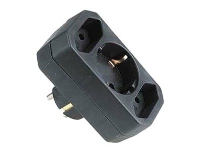 Hama Multistecker, 3-fach, 2 Euro/1 Schutzkontakt-Kupplung, Schwarz