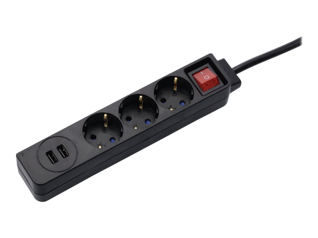 Hama "USB 3,4A" - Steckdosenleiste - Wechselstrom 230 V - 3680 Watt - Ausgangsanschlsse: 5 (2 x USB, 3 x Stecker CEE 7/3)