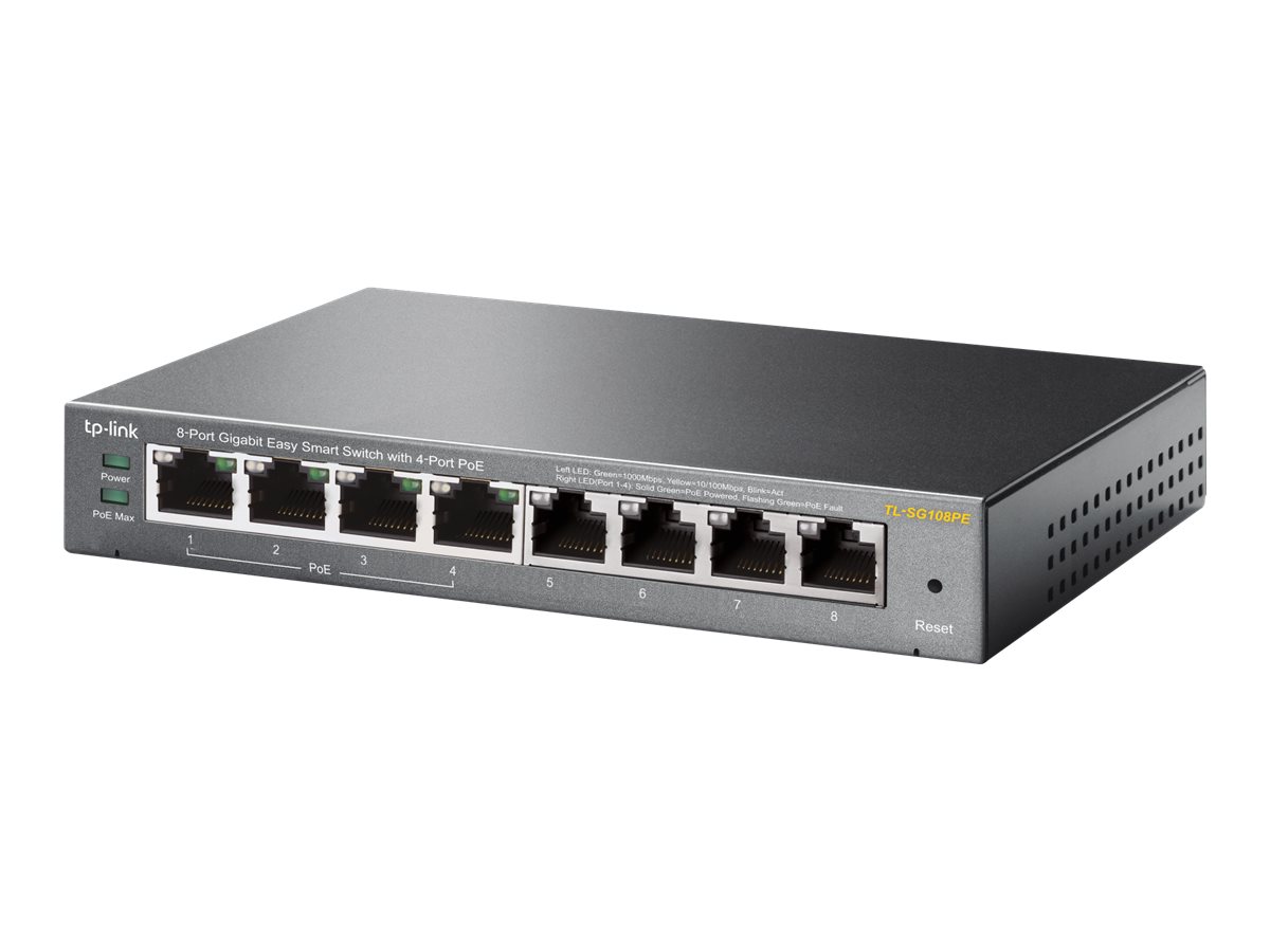 TP-LINK Easy Smart TL-SG108PE - Switch - Smart - 4 x 10/100/1000 (4 PoE+)