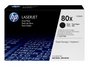  | HP 80X - 2er-Pack - Hohe Ergiebigkeit - Schwarz - original - LaserJet - Tonerpatrone (CF280XD)