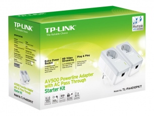  | TP-LINK TL-PA4010PKIT AV500+ Powerline Kit with AC Pass Through - Powerline Adapterkit - HomePlug AV (HPAV)