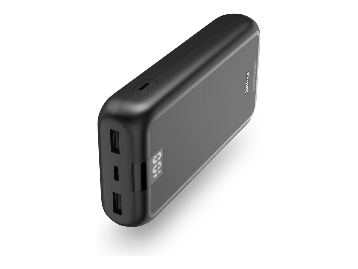 Hama Performance 20 - Powerbank - 20000 mAh - 74 Wh - 3 A - Fast Charge - 3 Ausgabeanschlussstellen (2 x USB, 24 pin USB-C)