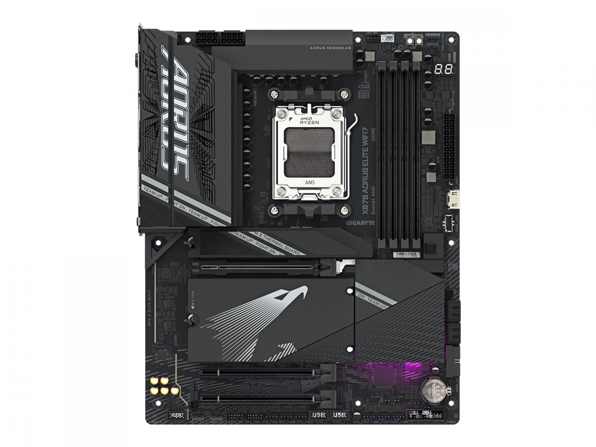 Gigabyte AORUS X870 ELITE WIFI7 - Motherboard - ATX - Socket AM5 - AMD X870 Chipsatz - USB-C 3.2 Gen 2x2, USB4, USB 3.2 Gen 1, USB 3.2 Gen 2 - 2.5 Gigabit LAN, Bluetooth, Wi-Fi 6 - Onboard-Grafik (CP