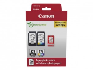  | Canon PG-575/CL-576 Photo Paper Value Pack - 2er-Pack - Schwarz, Farbe (Cyan, Magenta, Gelb)