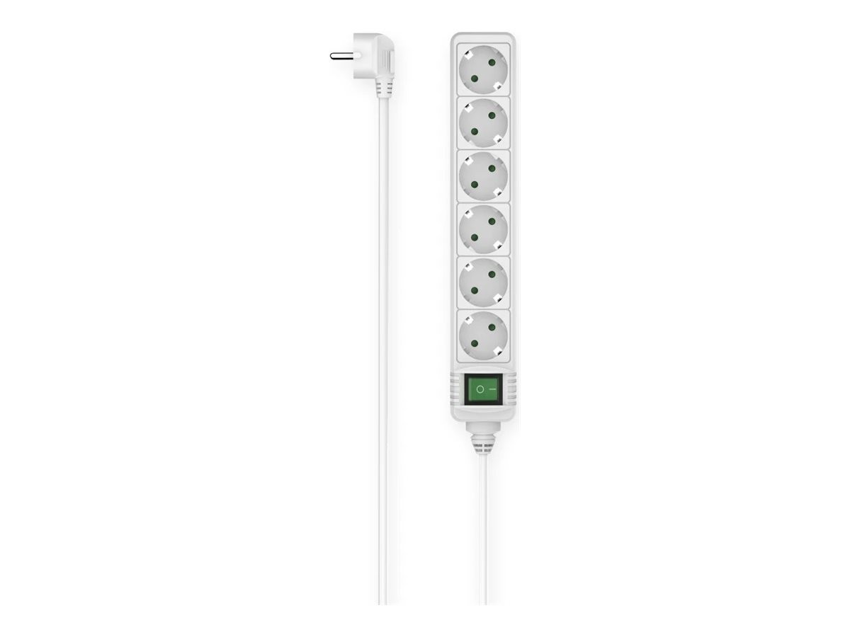 Hama Steckdosenleiste - mit Switch - Wechselstrom 250 V - Eingabe, Eingang power CEE 7/7 - Ausgangsanschlüsse: 6 (power CEE 7/3)