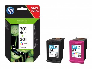  | HP 301 - 2er-Pack - Schwarz, Farbe (Cyan, Magenta, Gelb)