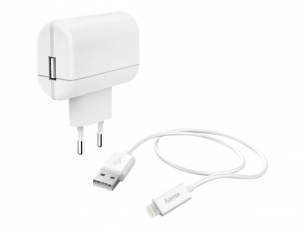  | Hama Netzteil - 2.4 A (USB) - auf Kabel: Lightning - weiß - für Apple iPad/iPhone/iPod (Lightning)