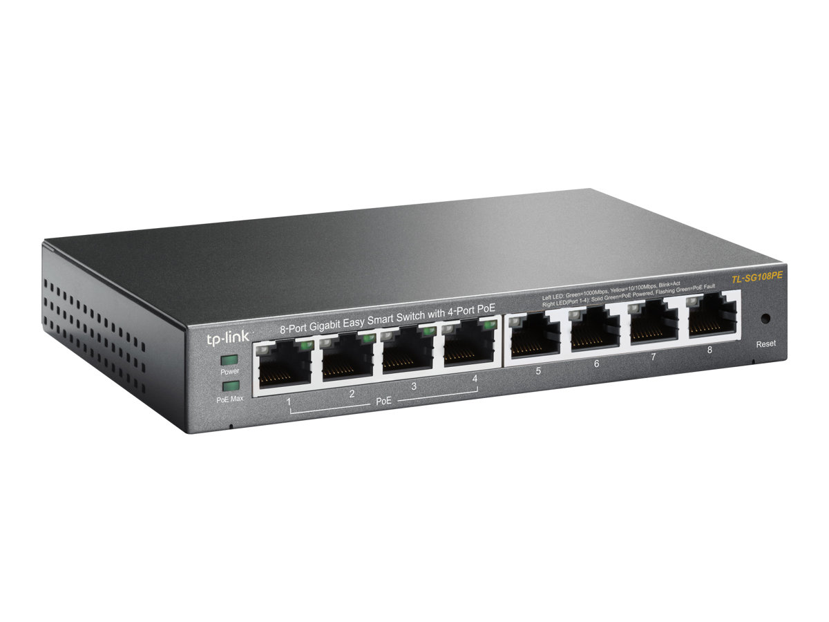 TP-LINK Easy Smart TL-SG108PE - Switch - Smart - 4 x 10/100/1000 (4 PoE+)