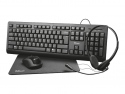 Trust Primo 4-in-1 Home Office Set, USB, DE 
Funk Maus, Tastatur, Mauspad, Headset 