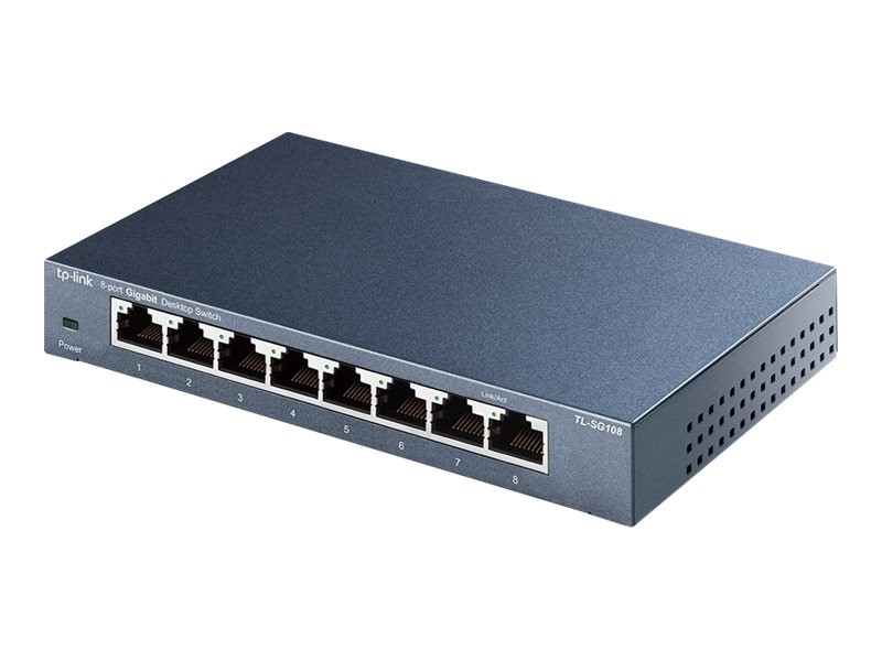 TP-LINK TL-SG108 - Unmanaged - L2 - Gigabit Ethernet (10/100/1000) - Vollduplex - Wandmontage