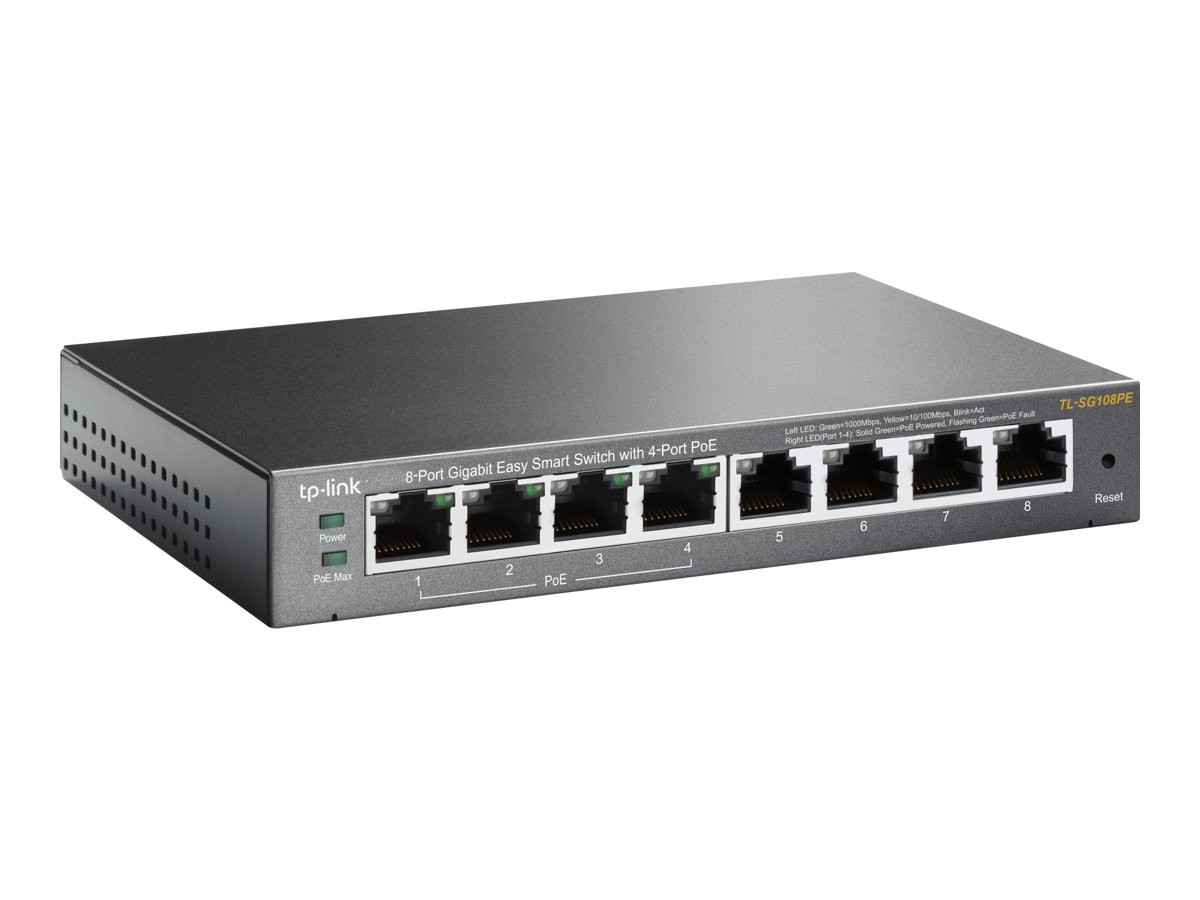 TP-LINK Easy Smart TL-SG108PE - Switch - Smart - 4 x 10/100/1000 (4 PoE+)