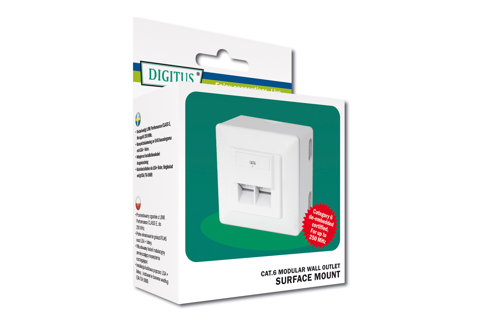 DIGITUS CAT 6, Klasse E, Datendose, Aufputz, geschirmt