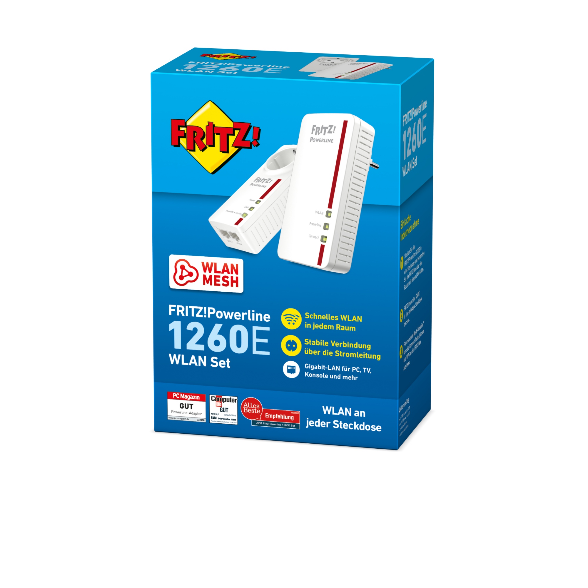 AVM FRITZ!Powerline 1260E - WLAN Set - Bridge - GigE, HomePlug AV (HPAV)