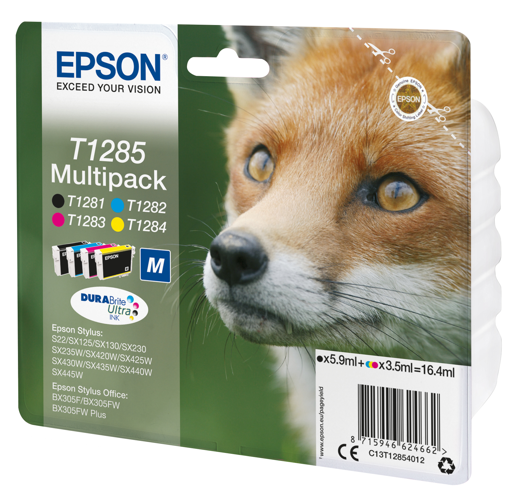 Epson T1285 Multipack - 4er-Pack - 16.4 ml - Schwarz, Gelb, Cyan, Magenta