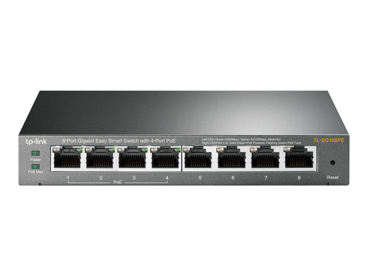 TP-LINK Easy Smart TL-SG108PE - Switch - Smart - 4 x 10/100/1000 (4 PoE+)