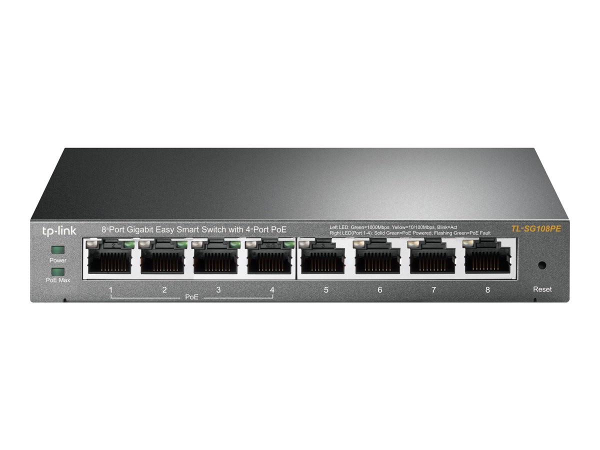 TP-LINK Easy Smart TL-SG108PE - Switch - Smart - 4 x 10/100/1000 (4 PoE+)