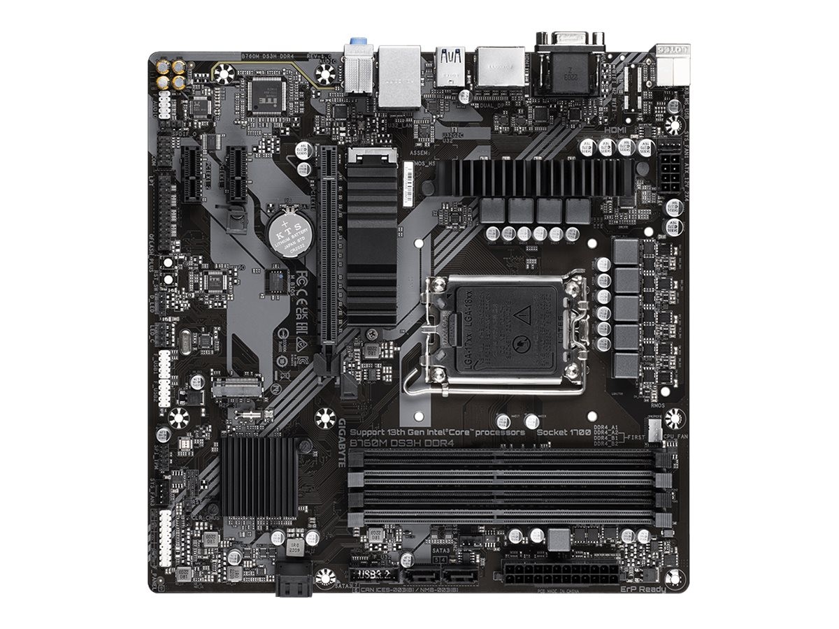 Gigabyte B760M DS3H DDR4 - 1.0 - Motherboard - micro ATX - LGA1700-Sockel - B760 Chipsatz - USB 3.2 Gen 2, USB 3.2 Gen 1, USB-C 3.2 Gen2 - 2.5 Gigabit LAN - Onboard-Grafik (CPU erforderlich)
